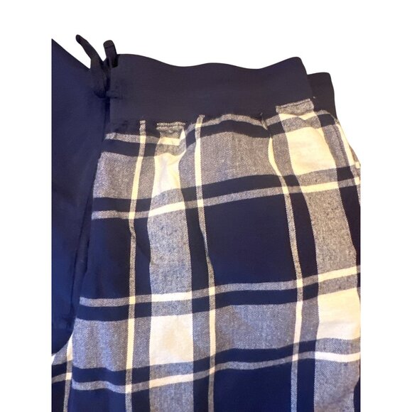 L.L.Bean Pajama Set L Reg Plaid Flannel Pants & Graphic Top Navy WINTER VOZY - Picture 4 of 6